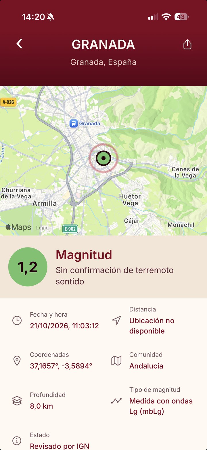 Detalle de un terremoto